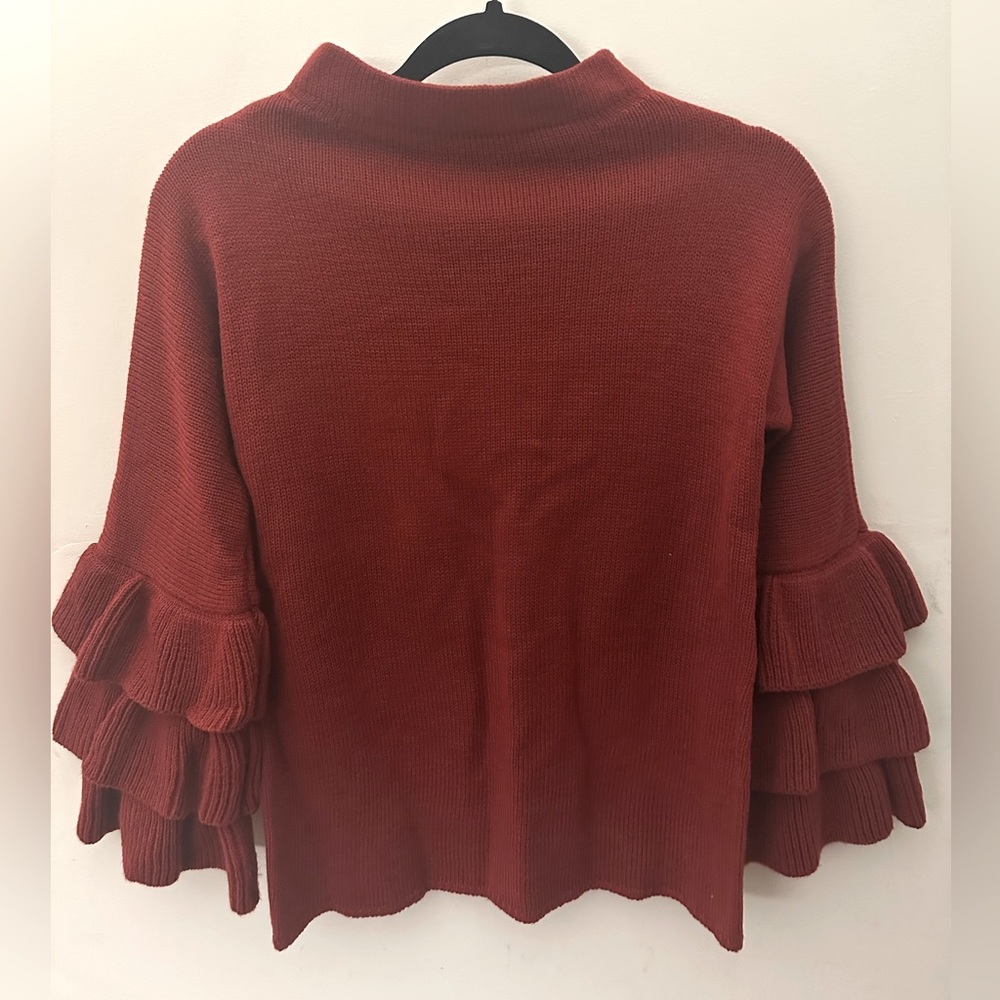 Shein long sleeve red sweater ruffle sleeves